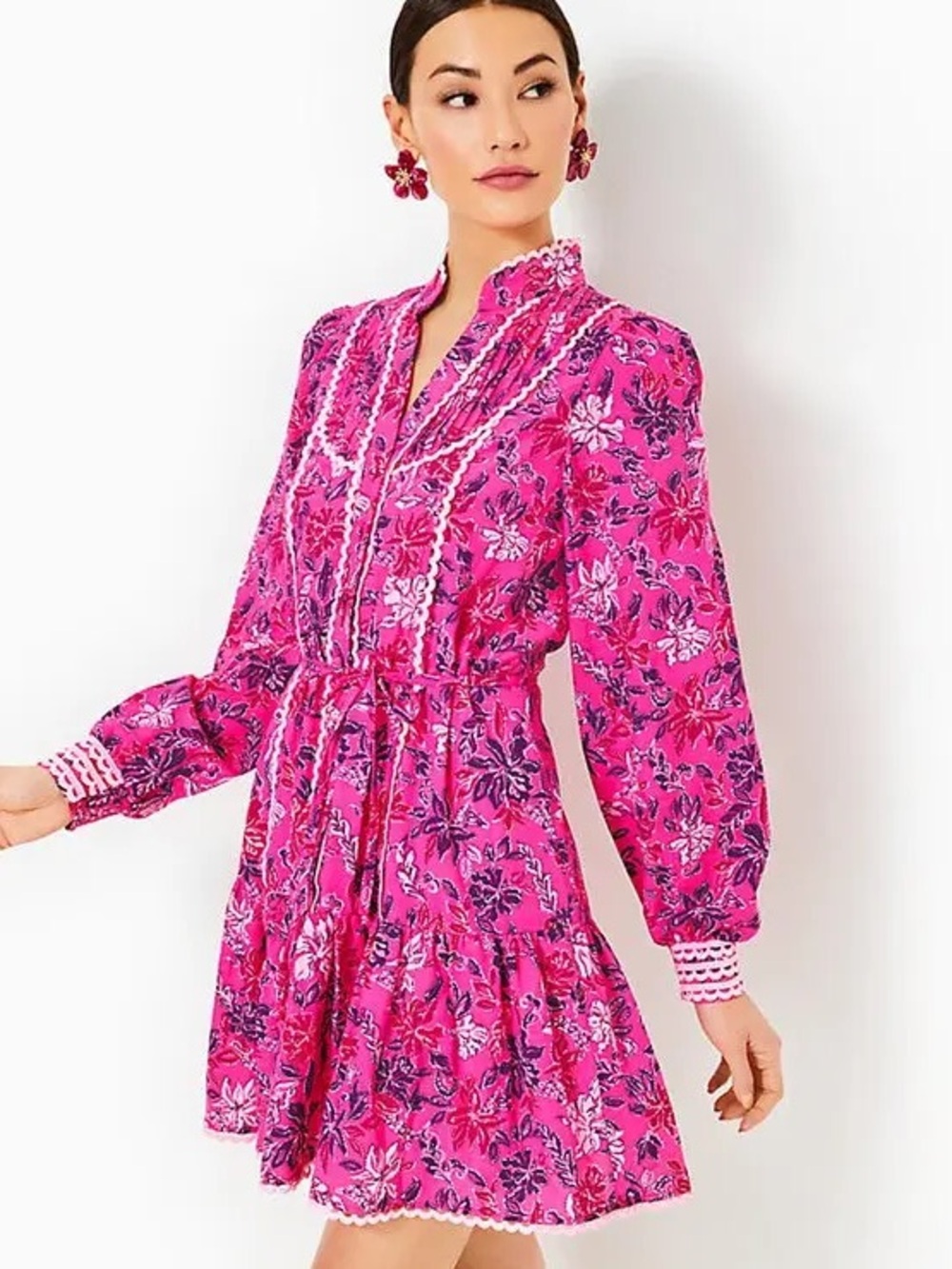 Lilly Pulitzer Arletta Shirt Dress Passion Fruit Pink Giraffic Park Floral